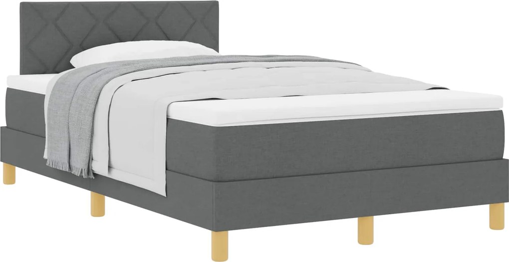 vidaXL Pat cu arcuri cu saltea Gri închis 120 x 190 cm țesătură