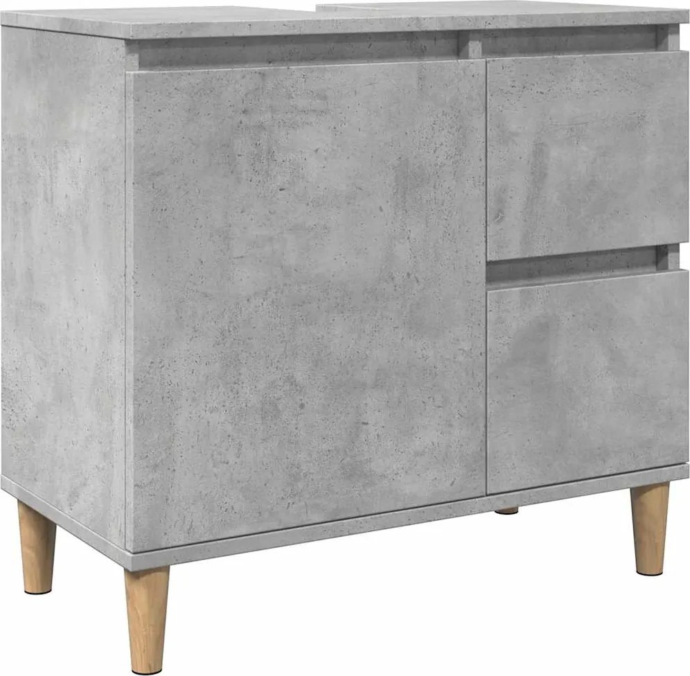 vidaXL Dulap de chiuvetă, gri beton, 65x33x60 cm, lemn prelucrat