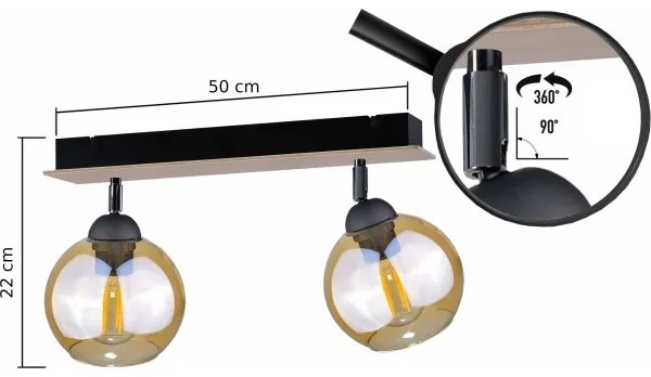 Spot THEA WOOD 2xE27/60W/230V