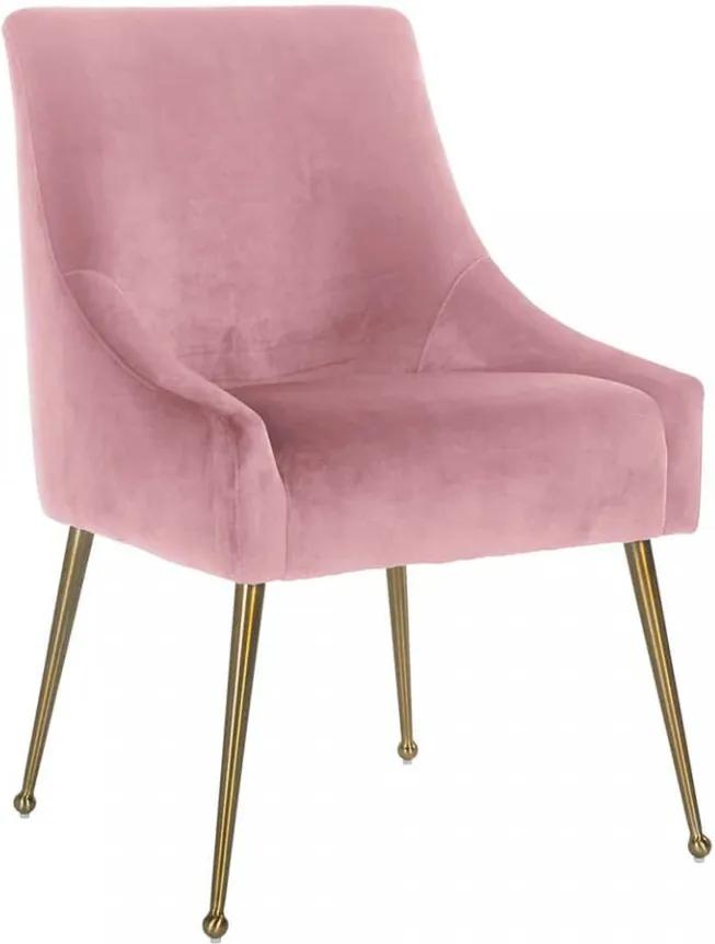 Scaun dining roz/auriu din catifea si inox Indy Pink Gold Richmond Interiors