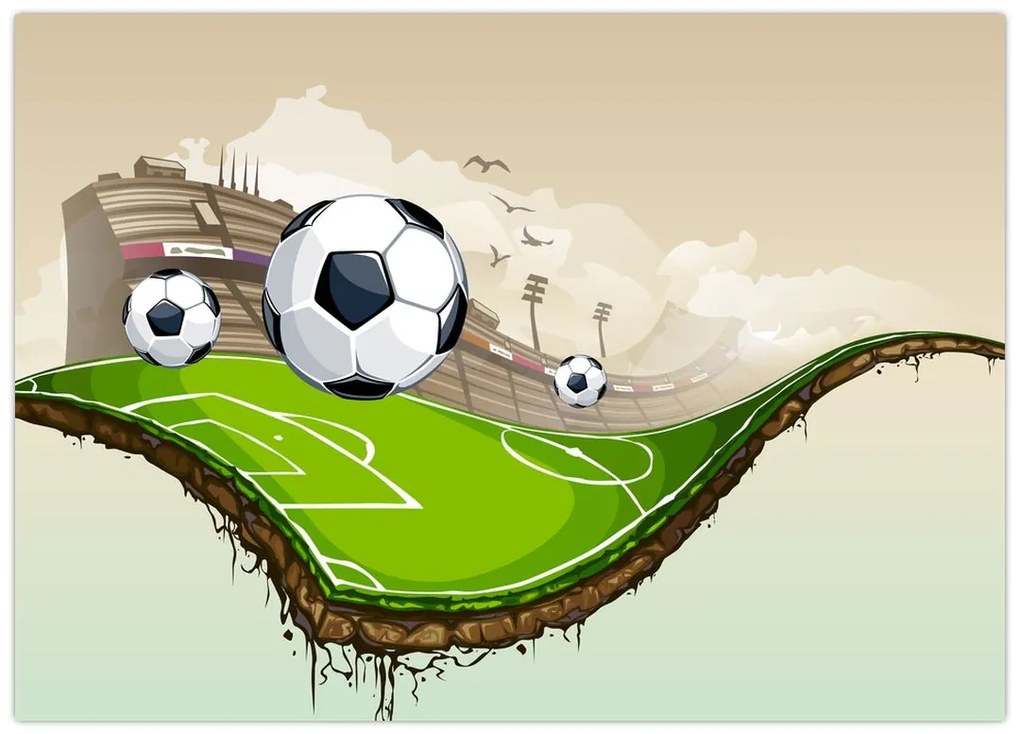 Tablou pe sticlă - Teren de fotbal (70x50 cm)