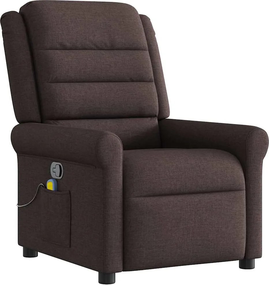 vidaXL Fotoliu de masaj rabatabil, maro închis, material textil