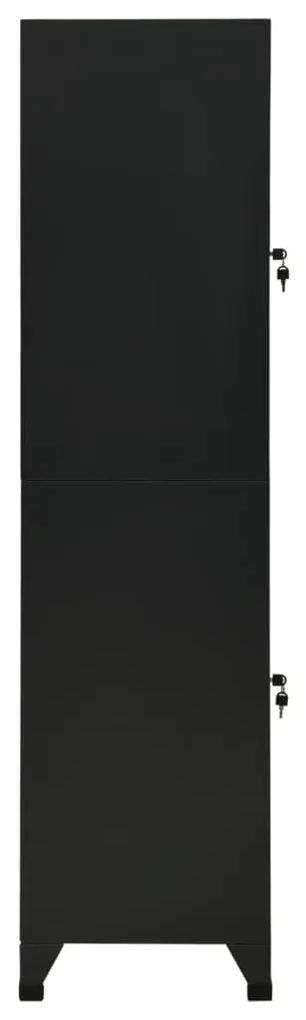 Fiset, negru, 38x45x180 cm, otel Negru, Cu 2 dulapioare, 1