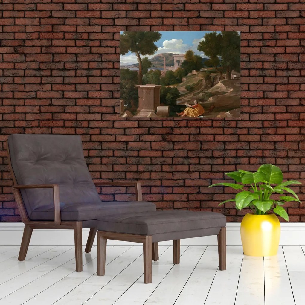 Tablou - Nicolas Poussin, Landscape with Saint John on Patmos, reproducere (70x50 cm)