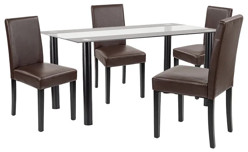 Set de masă Cadiz 4+1 negru-maro