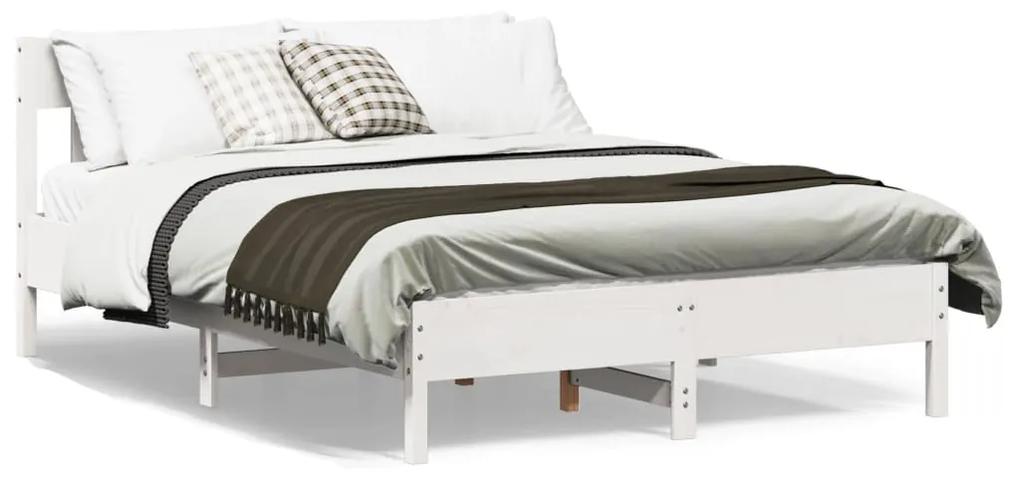842647 vidaXL Cadru de pat cu tăblie, alb, 140x200 cm, lemn masiv de pin