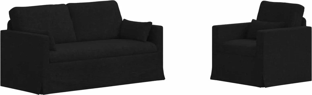 vidaXL Set de canapea 2 pcs Negru 158 x 78 x 80 cm țesătură