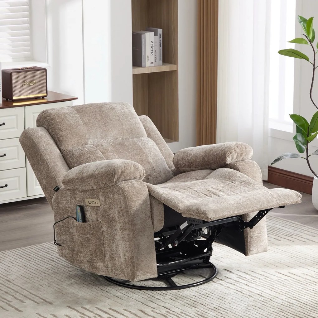 Fotoliu recliner electric dumonde cu funcție de balansare ,rotire și masaj în 8 puncte Arvo