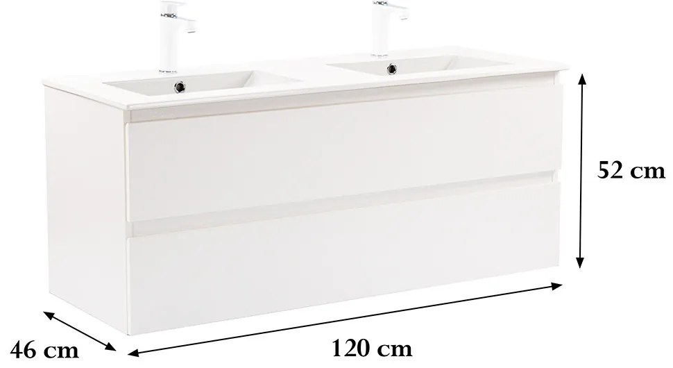 Dulap inferior Vario Forte 120 cu lavoar alb-alb