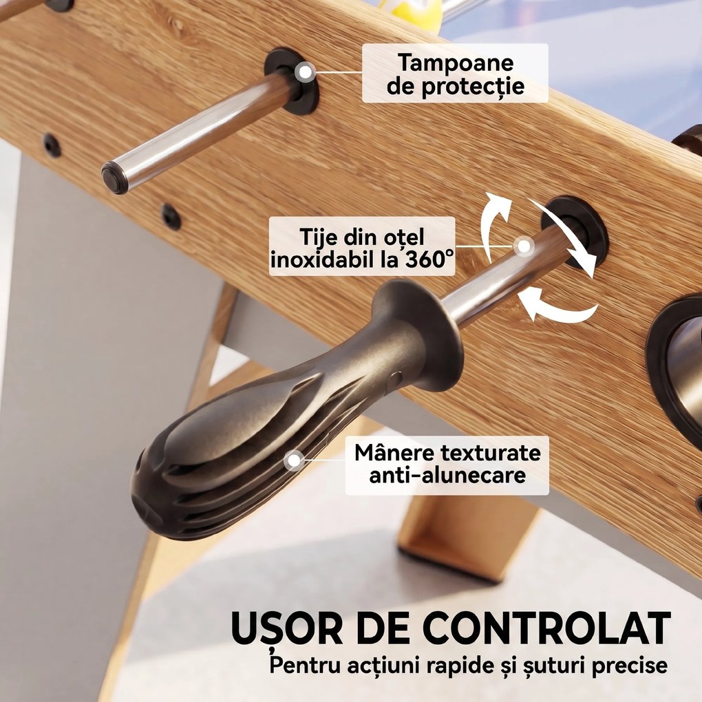 SPORTNOW Fotbal de Masă: Mini Masă de 89 cm, 2 Indicatoare Manuale de Scor, Mov | Aosom Romania