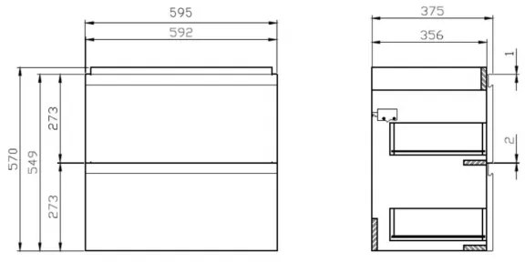 Cersanit S801-227-DSM - Dulap suspendat pentru baie cu lavoar MODUO SLIM, alb