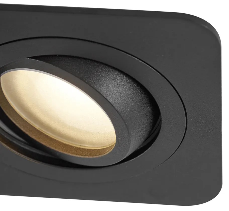 Set de 6 spoturi încastrate rotunjite negre GU10 50mm rotative și înclinabile IP44 - Alberto