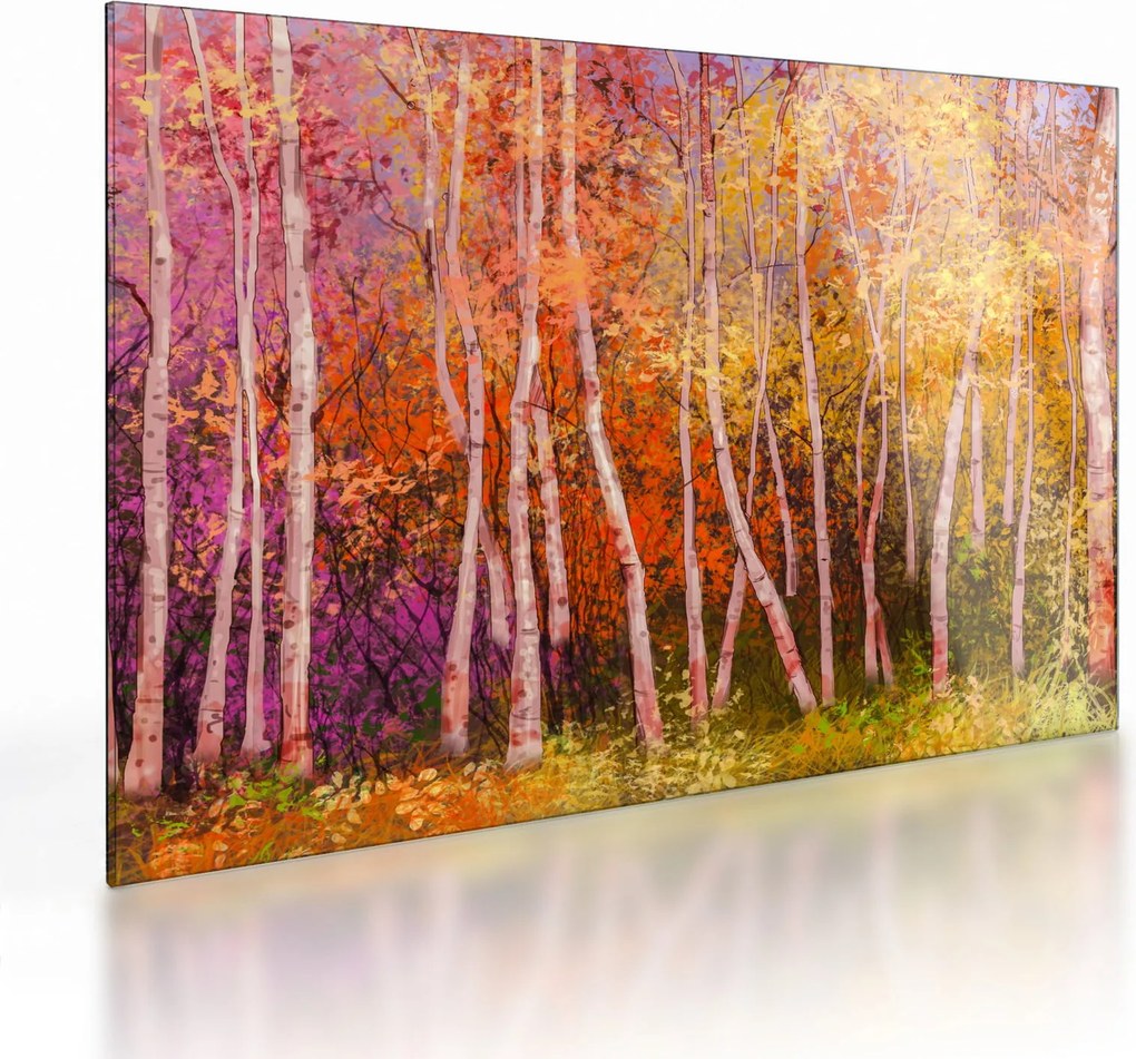 Tablou pe sticlă - Pădurea colorată (70x50 cm)