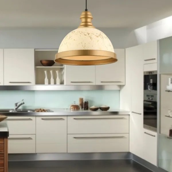 Lustră MONZA pe cablu, 1xE27/40W/230V, Ø 29 cm, crem/bronz