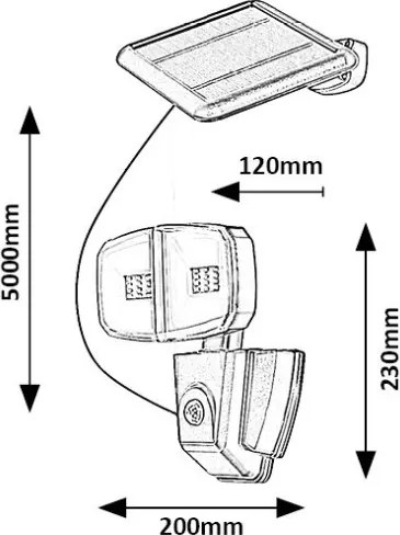 Proiector LED solar cu senzor ZLARIN LED/12W/3,7V IP44 Rabalux 77012
