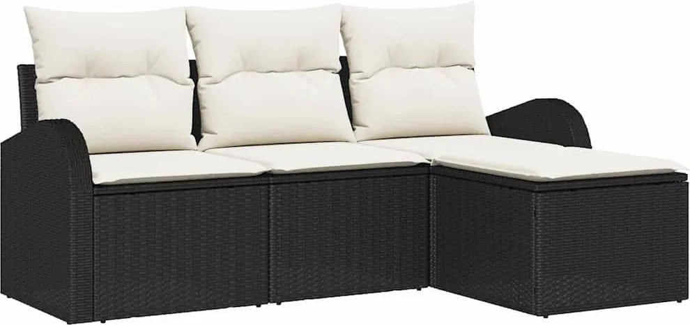 vidaXL Set de canapele pentru grădină Negru poliratan