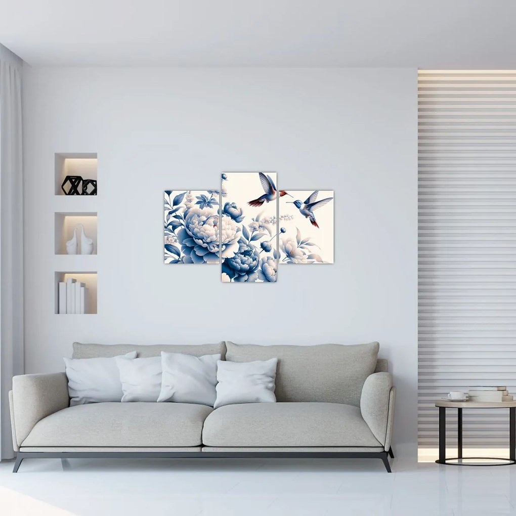 Tablou - Colibri deasupra florii (90x60 cm)