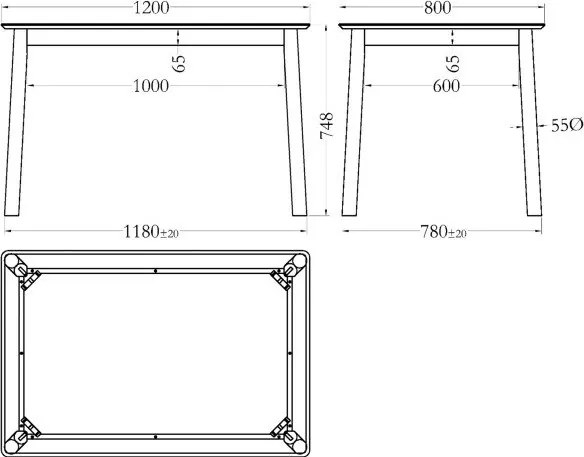 Masă de dining cu aspect de lemn de stejar 80x120 cm Barlow – Actona