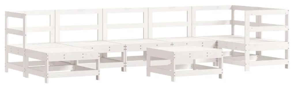 3186271 vidaXL Set mobilier relaxare grădină, 8 piese, alb, lemn masiv de pin