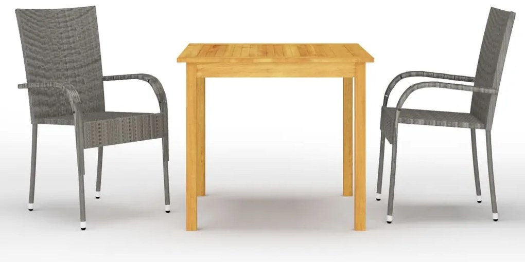 vidaXL Set mobilier de grădină, 3 piese, gri