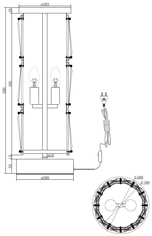 Veioza, Lampa de masa design decorativ Puntes crom