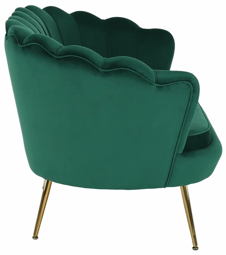 Bancă în stil Art-deco, catifea Velvet smarald/crom auriu, NOBLIN