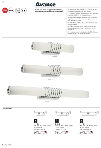 Aplică LED Redo 01-1431 AVANCE LED/14W/230V 63 cm alb