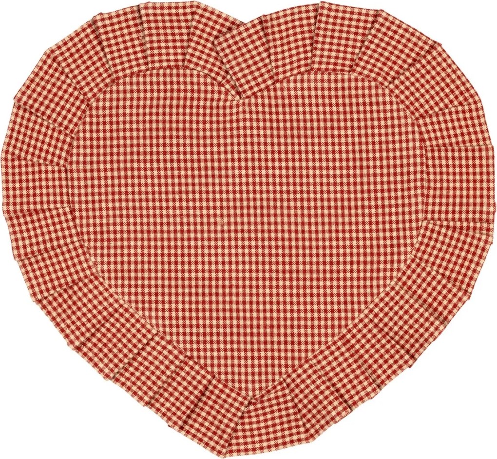 Suport farfurie din bumbac roșu, model în carouri, 35x30 cm „Coeur Campagne”