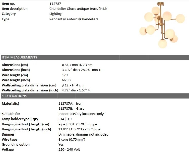 Candelabru design LUX Chase alama 112787 HZ