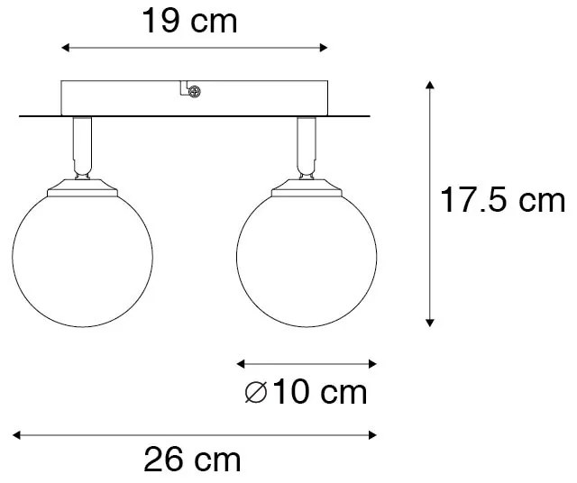 Spot de tavan auriu cu 2 lumini reglabile cu sticlă fumurie - Atena