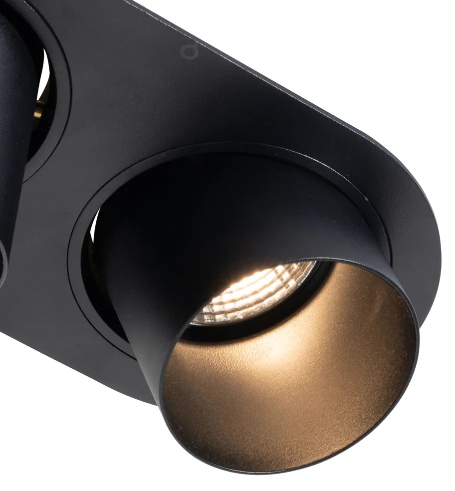 Set de 6 spoturi încastrate negre GU10 70mm înclinabile cu 2 lumini - Installa