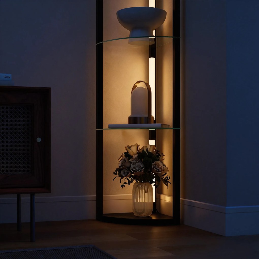 HOMCOM Lampă de podea cu 5 rafturi și lumină LED, 3 niveluri de luminozitate și întrerupător cu pedale, Negru | Aosom Romania