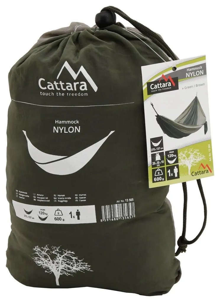 Cattara Hamac leagan cu agatare Nylon verde, 275 x 137 cm
