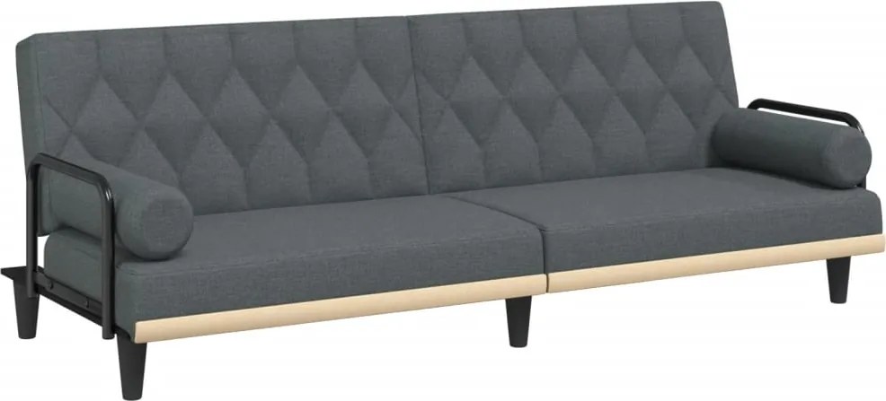 vidaXL Canapea extensibilă cu cotiere, gri închis, textil