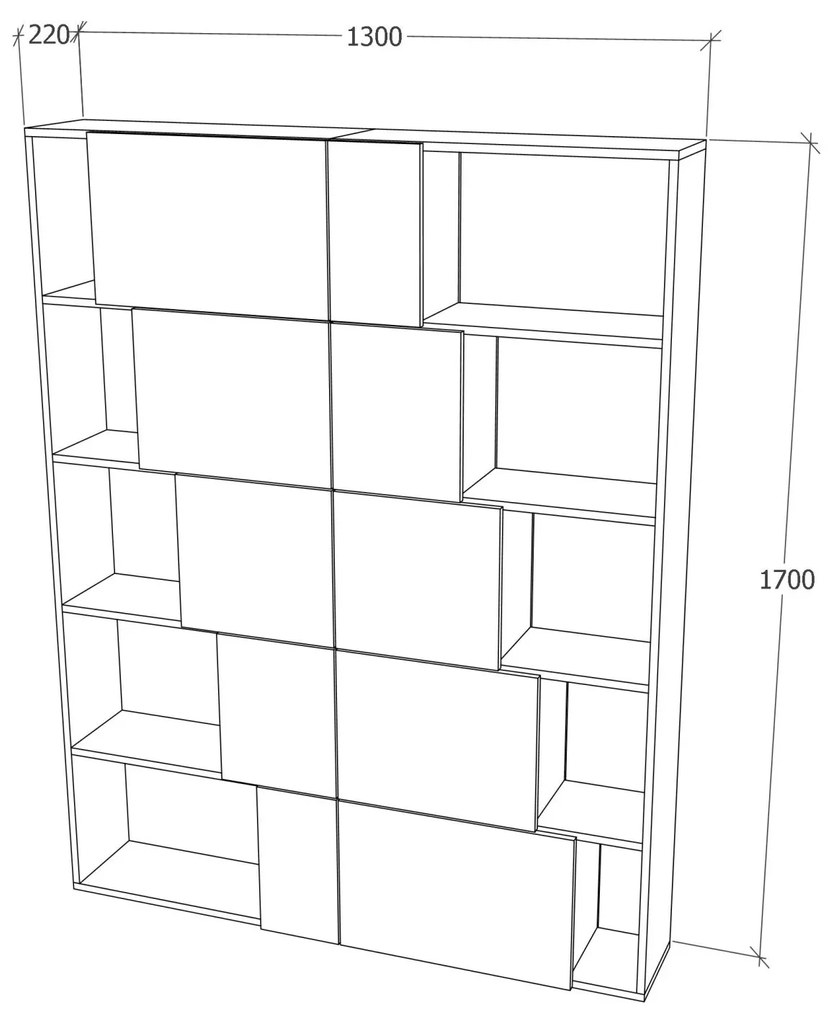 Biblioteca haaus Skipper, Lemn Natural/Alb, 130 x 22 x 170 cm