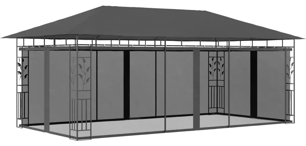 vidaXL Pavilion cu plasă anti-țânțari, antracit, 6 x 3 x 2,73 m