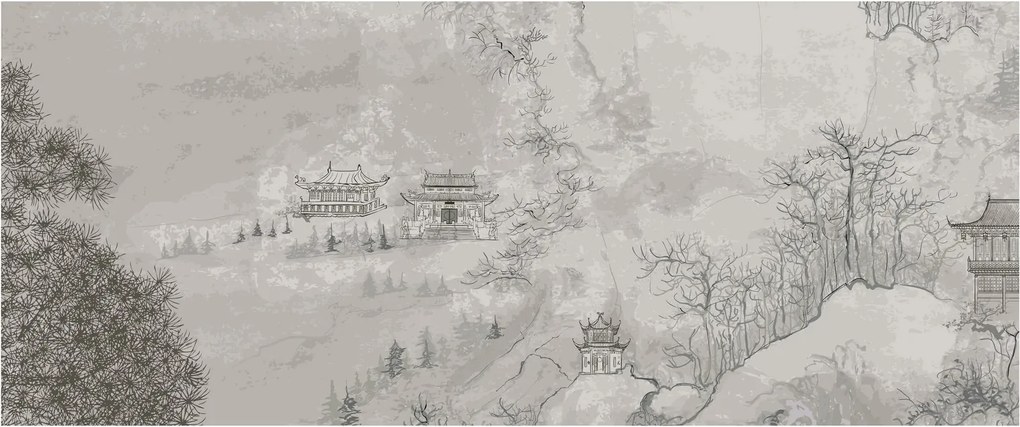 Tablou - Peisaj chinezesc (120x50 cm)