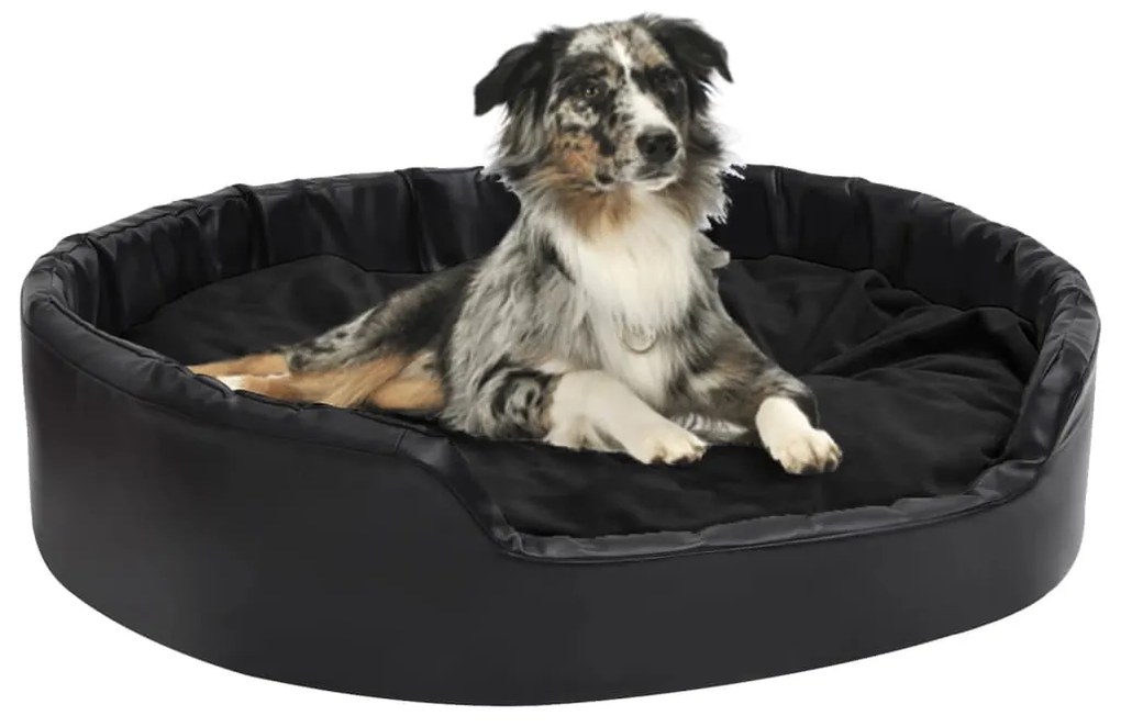 vidaXL Pat pentru câini, negru, 99x89x21 cm, pluș/piele ecologică