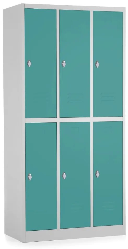 Dulap metalic - 6 cutii, 90 x 45 x 185 cm, blocare, verde - ral 6033
