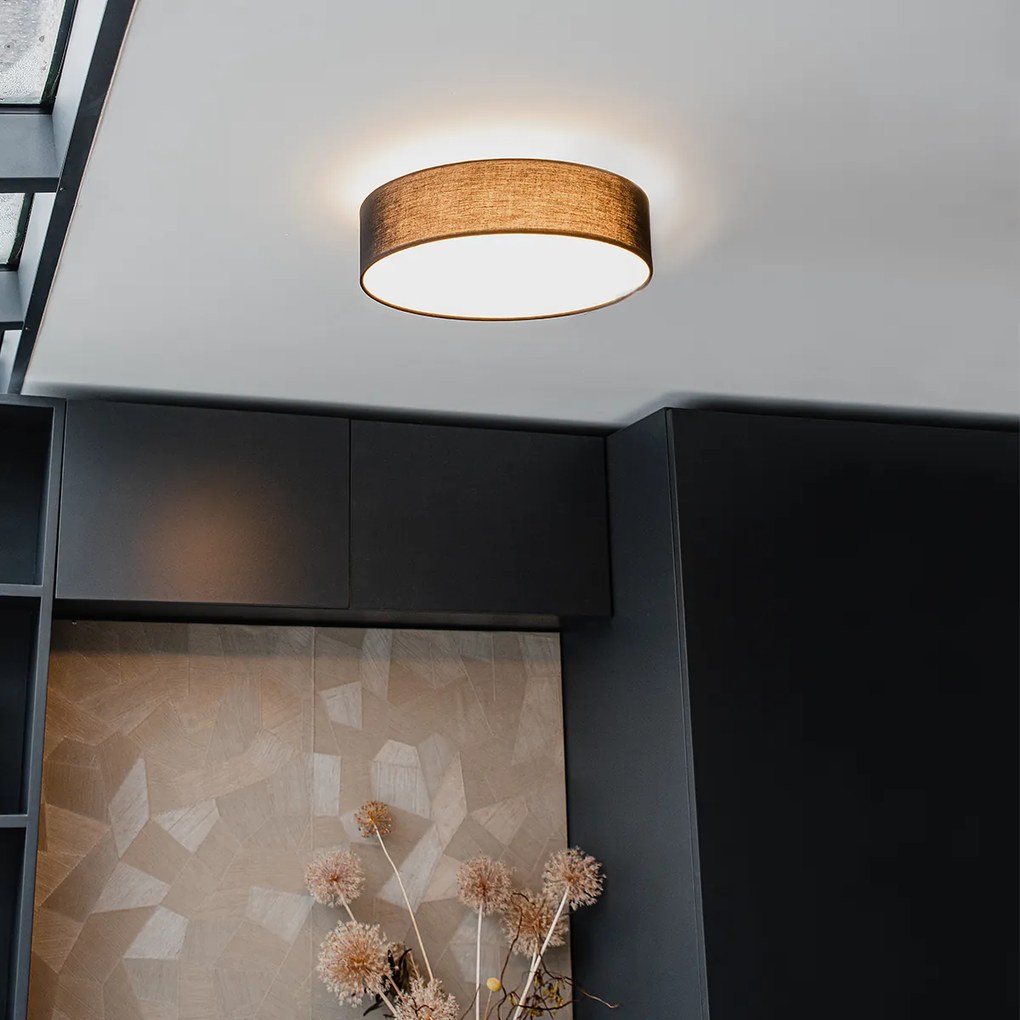 Plafoniera neagră 40 cm cu LED inclus - Drum LED