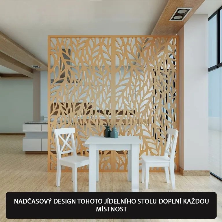 MIADOMODO masă de sufragerie pentru 4 persoane, albă, 80x80x