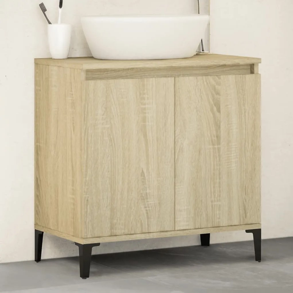 vidaXL Dulap de chiuvetă, stejar sonoma, 58x33x60 cm, lemn prelucrat