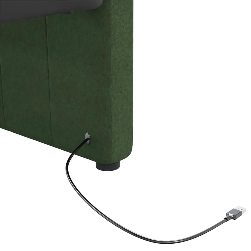 Pat de zi cu saltea, verde inchis, 90x200 cm, textil, USB Verde inchis