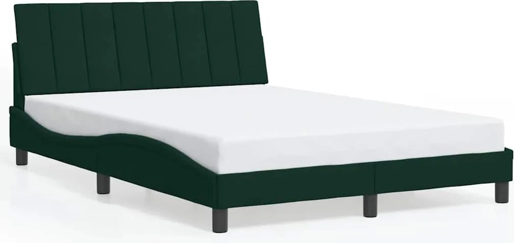 vidaXL Cadru de pat fără saltea, Hanko, verde închis, 140x190 cm, catifea