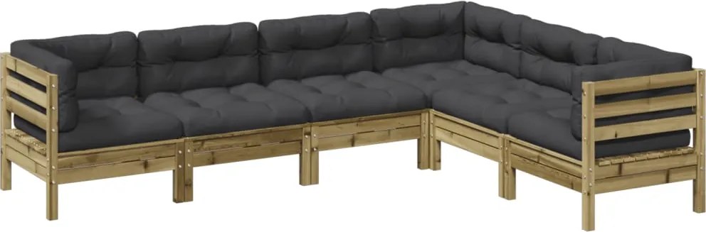 vidaXL Set canapele de grădină cu perne, 6 piese, lemn de pin tratat