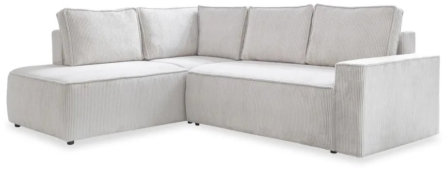 Colțar alb extensibil cu tapițerie din catifea reiată (cu colț pe partea stângă ) Brave Dave – Miuform