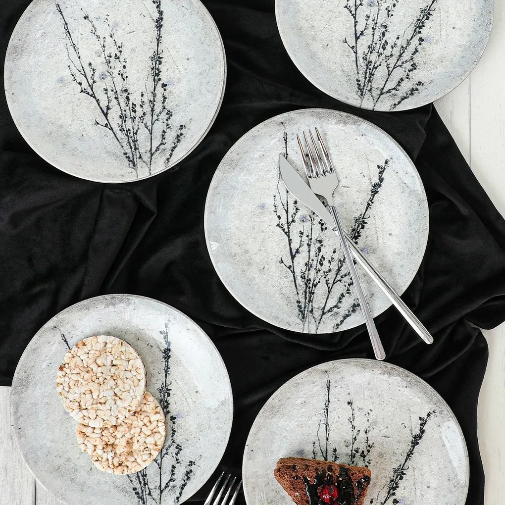 Set de 6 farfurii ceramice pentru desert StoneBloom 20 cm