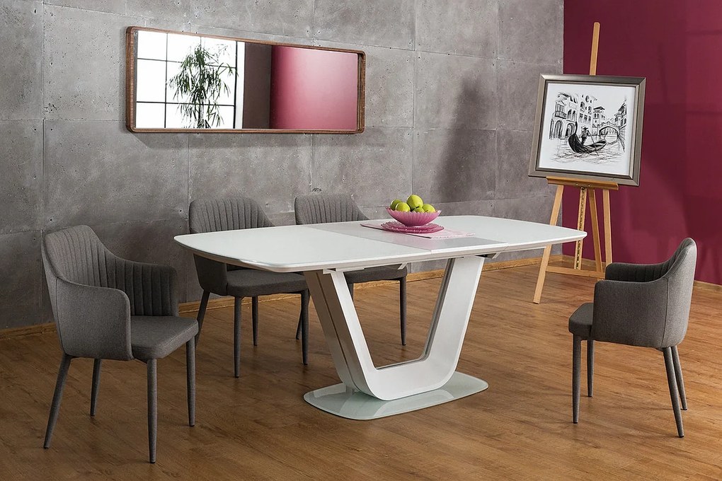 Masă de sufragerie extensibilă 140-200 cm Amanda (alb + alb) (pentru 8 și mai multe persoane). 1049881