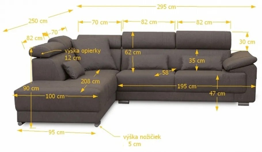 Colţar tapiţat, material textil maro, model stânga, CAILA