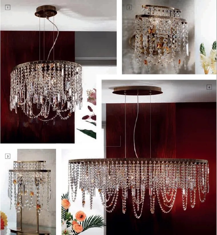 Aplica din alama si cristale Schöler Kristalldesign, Antique Brass